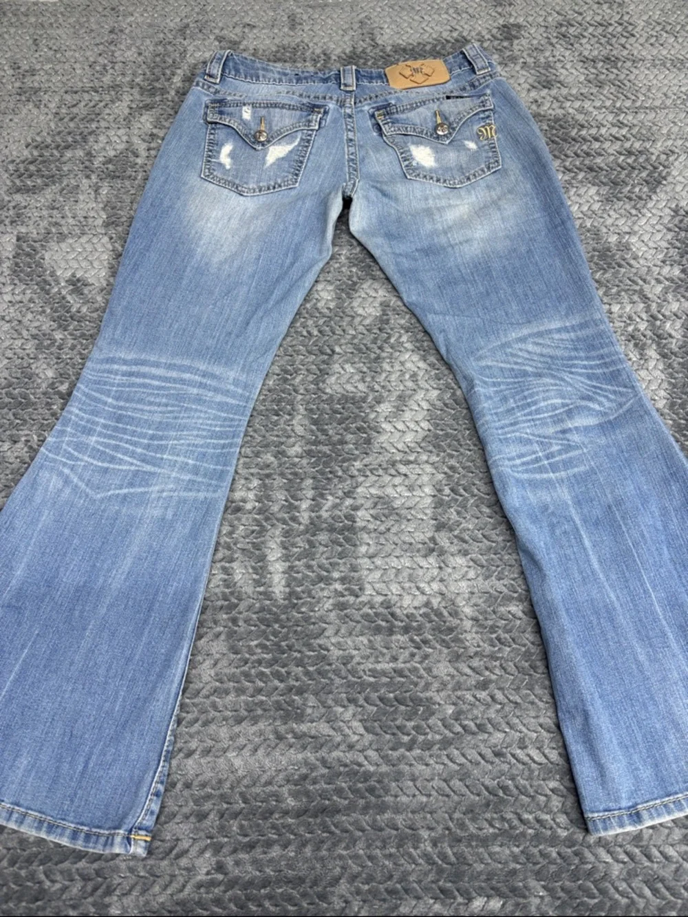 Miss Me Women's Distressed Light Blue Flare Jeans - Picture 8 of 8